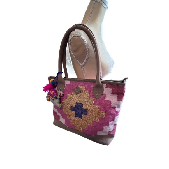 Krista Paige Handbags Multi Color Trinity tote Signed Camel Charm Tassel Leather - Picture 2 of 12